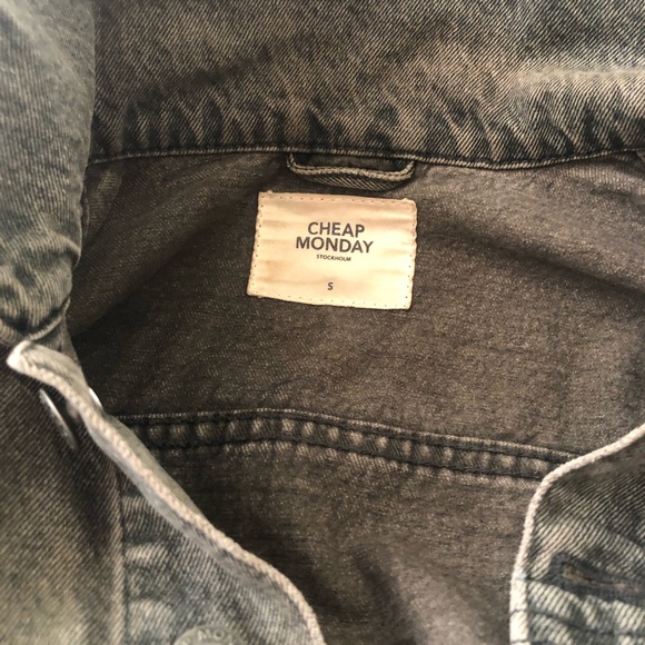 Cheap Monday Stockholm | Dark Gray-Greenish Denim Jacket | Sz S - Picture 5 of 8